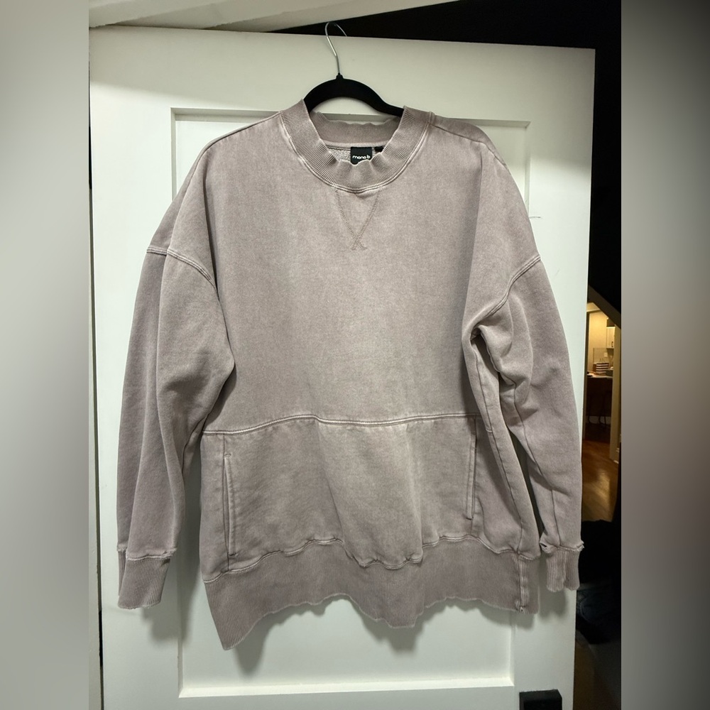 Mono B Women's Taupe Crewneck Sweater